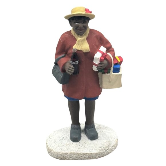 Coca-Cola 1997 African American Woman Christmas Figurine With Shopping Bag READ - Picture 1 of 7